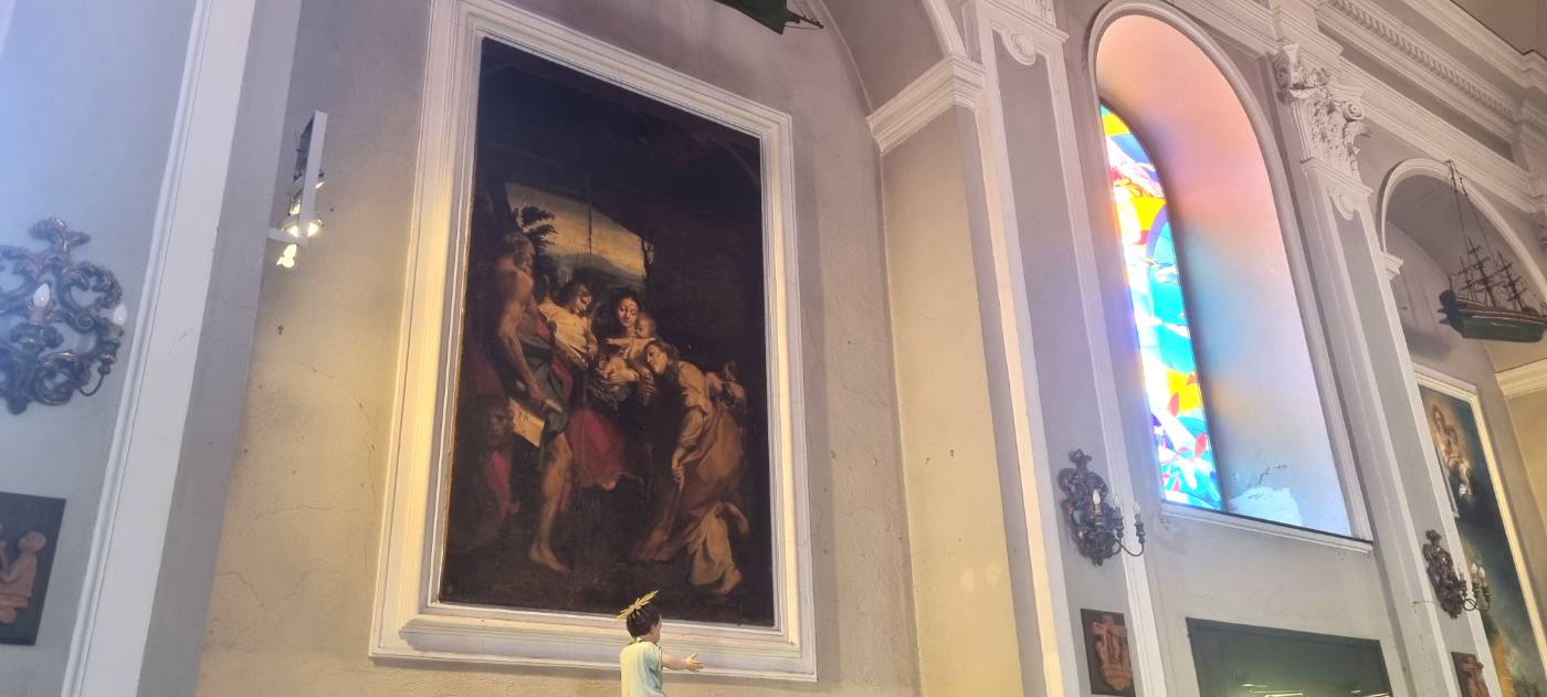 ジェノヴァのサンタントニオ・ボッカダッセ教会の『聖ヒエロニムスの聖母/（伊: La Madonna di San Girolamo, 英: Madonna of St. Jerome）』の油彩